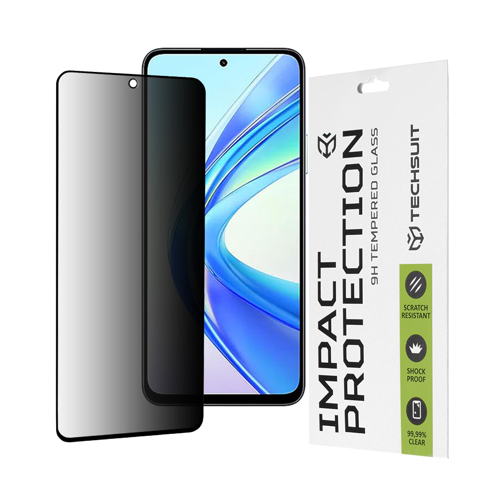 Privacy Techsuit skjermbeskyttelsesfilm for Honor X7b 5G / 90 Smart / X7b 4G, Herdet glass, Full lim, 111D