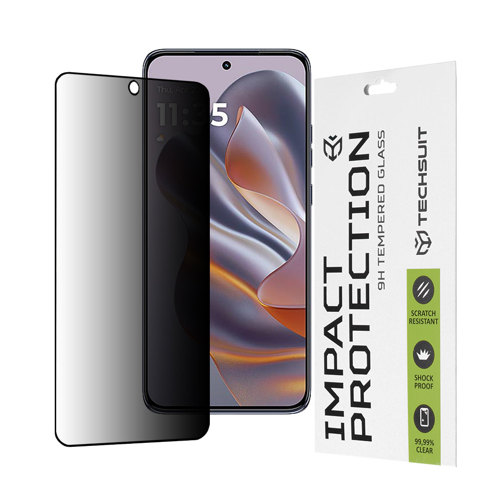 Personvernsbeskyttende skjermfolie Techsuit for Motorola Edge 50 Neo, Herdet glass, Full lim, 111D