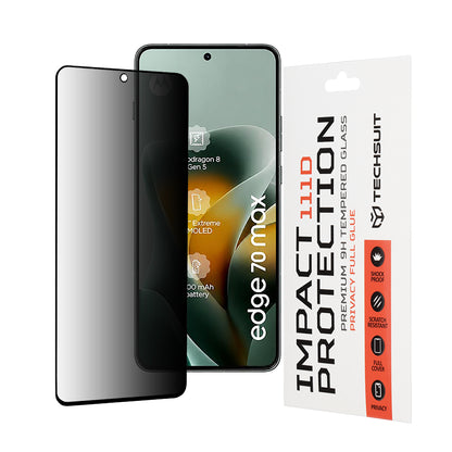Privacy Techsuit skjermbeskyttelse for Motorola Edge 70 Max, Herdet glass, Full lim, 111D