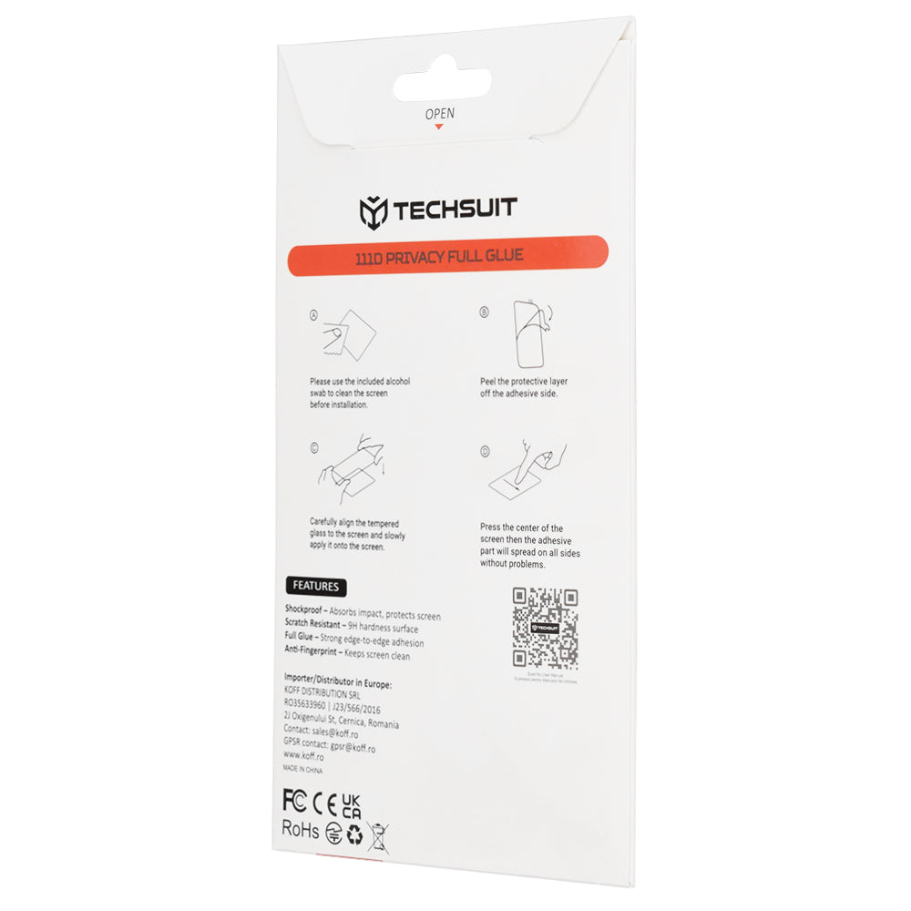 Privacy Techsuit skjermbeskyttelse for Motorola Edge 70 Max, Herdet glass, Full lim, 111D