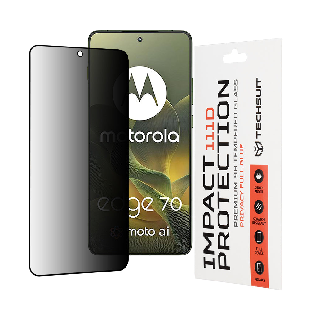 Beskyttelsesfilm Privacy Techsuit for Motorola Edge 70, Herdet glass, Full lim, 111D