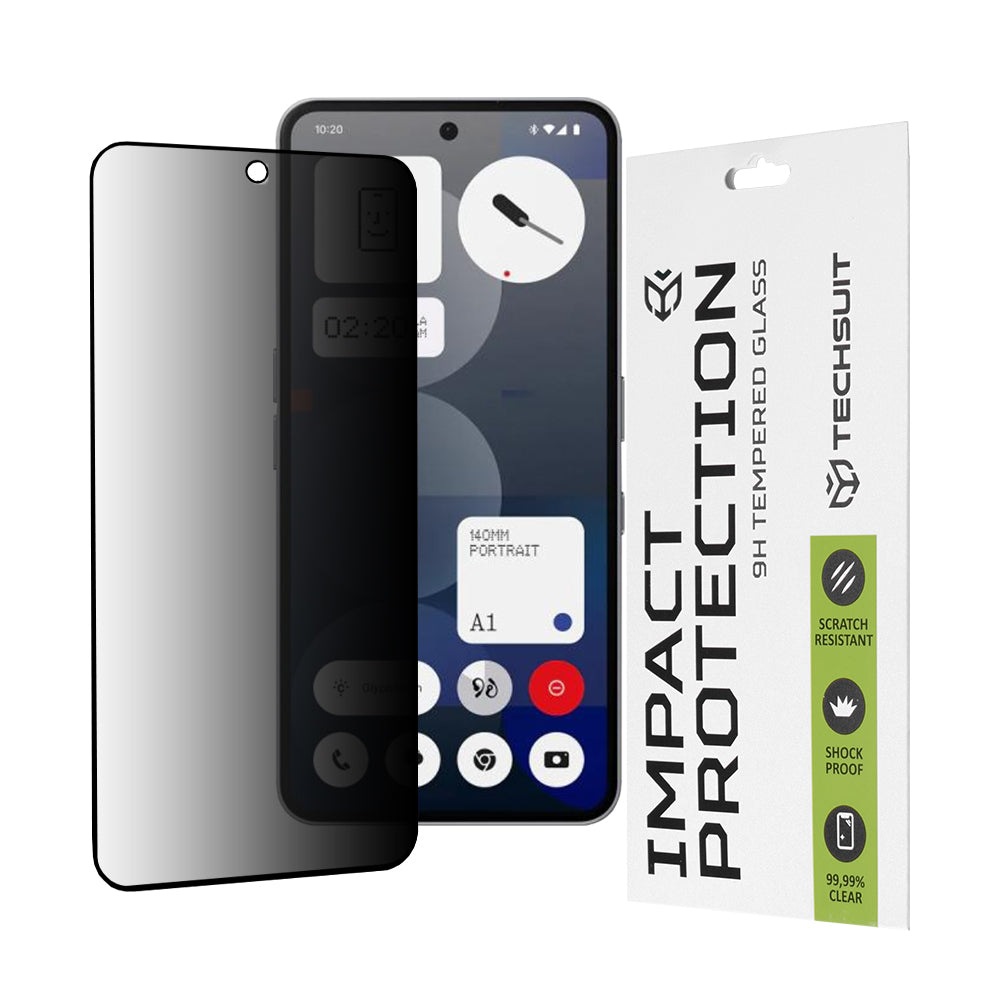 Privacy Techsuit skjermbeskyttelsesfilm for Nothing Phone (3a) / Phone (3a) Pro, Herdet glass, Full lim, 111D