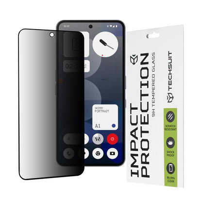 Privacy Techsuit skjermbeskyttelsesfilm for Nothing Phone (3a) / Phone (3a) Pro, Herdet glass, Full lim, 111D