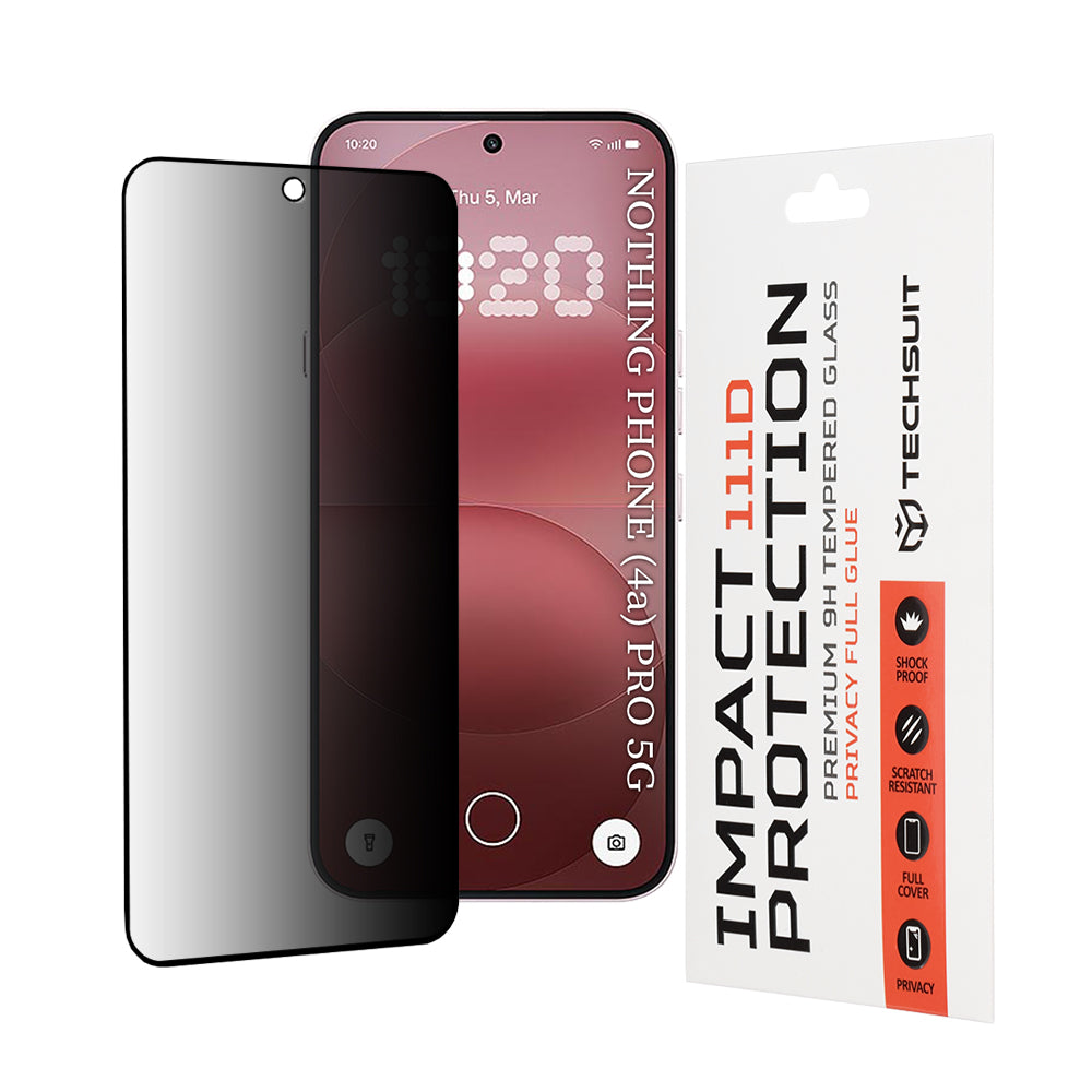 Beskyttelsesfolie Privacy Techsuit for Nothing Phone (4a) Pro, Herdet Glass, Full Lim, 111D