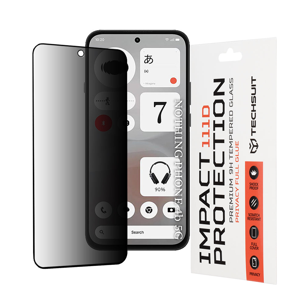 Privacy Techsuit skjermbeskyttelse for Nothing Phone (4b), Herdet glass, Full lim, 111D