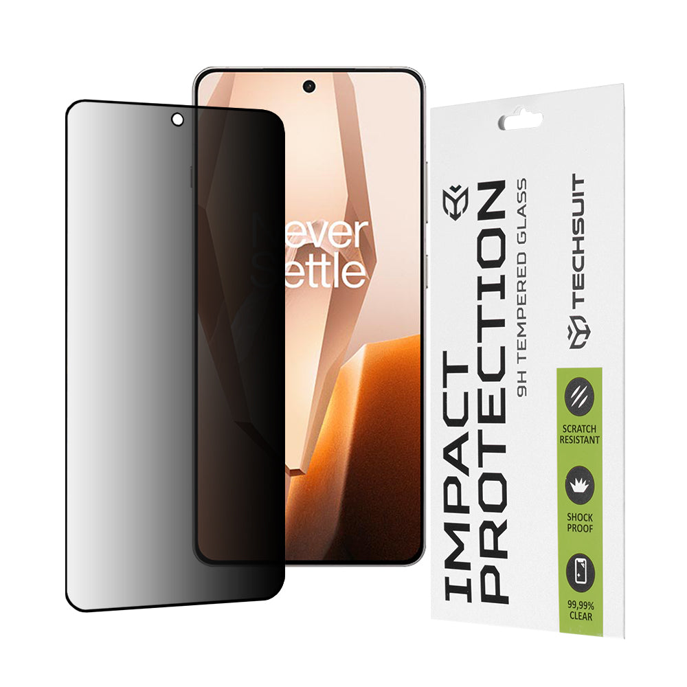 Privacy Techsuit skjermbeskyttelsesfilm for OnePlus 13R, Herdet glass, Full lim, 111D