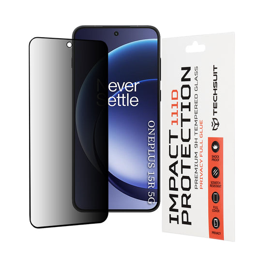 Skjermbeskyttelsesfolie Privacy Techsuit for OnePlus 15R, Herdet glass, Full lim, 111D