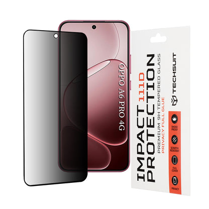Skjermbeskyttelsesfolie Privacy Techsuit for Oppo A6 Pro 5G / A6 Pro 4G, Herdet glass, Full lim, 111D