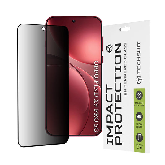 Skjermbeskyttelsesfolie Privacy Techsuit for Oppo Find X9 Pro, Herdet glass, Full lim, 111D