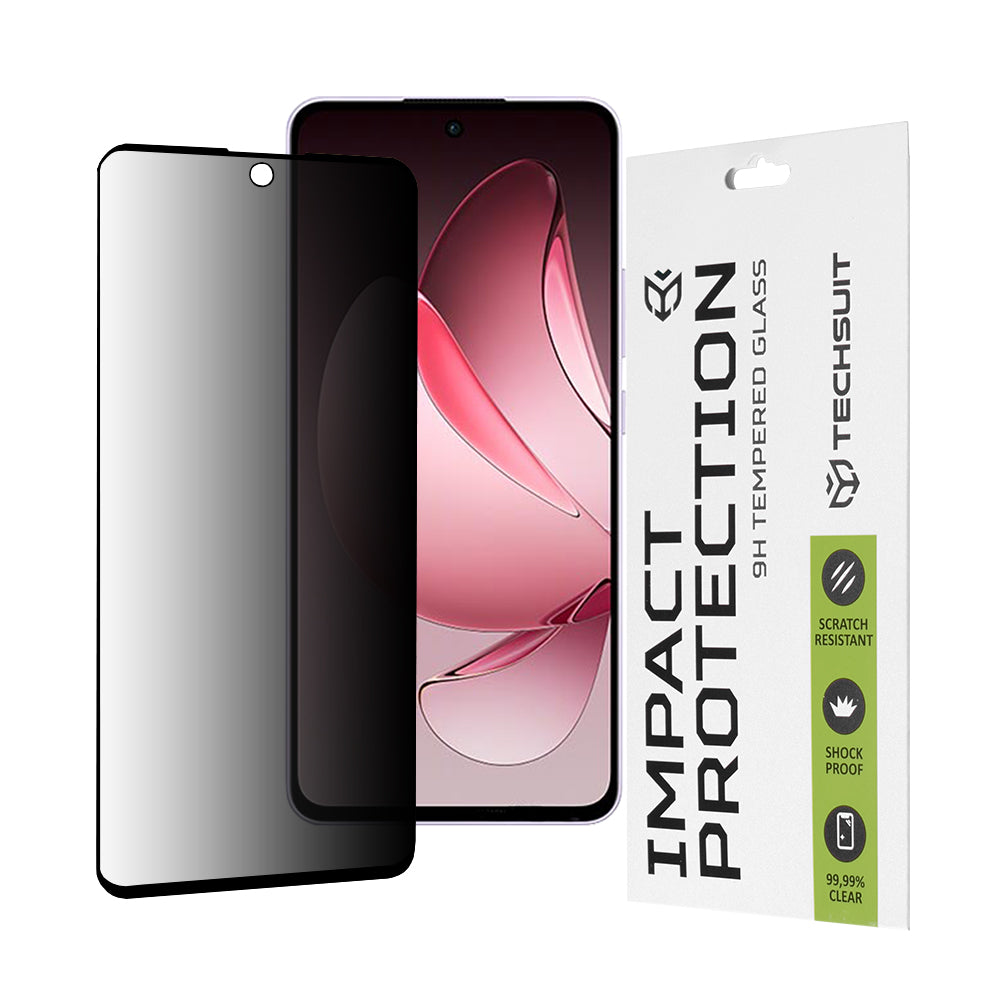 Privacy Techsuit skjermbeskyttelsesfilm for Oppo Reno13 FS 5G / Reno13 F 4G / Reno13 F, Herdet glass, Full lim, 111D
