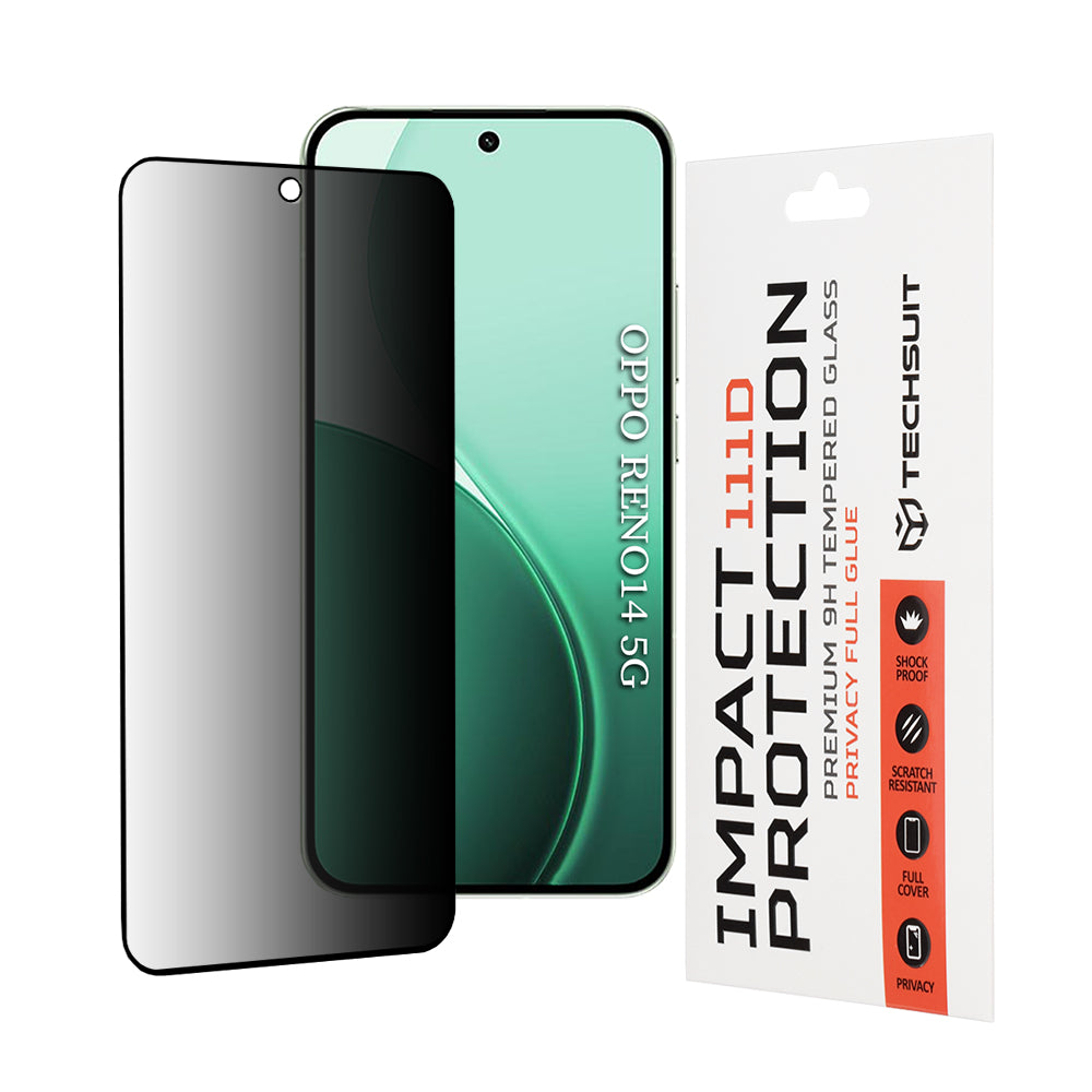 Beskyttelsesfolie Privacy Techsuit for Oppo Reno14, Herdet Glass, 111D