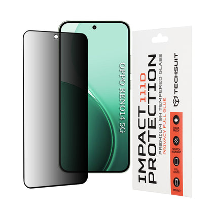 Beskyttelsesfolie Privacy Techsuit for Oppo Reno14, Herdet Glass, 111D