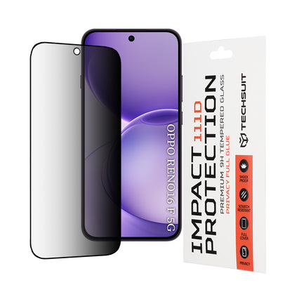 Privacy Techsuit skjermbeskyttelsesfilm for Oppo Reno16 F / Reno16 FS, Herdet glass, Full lim, 111D