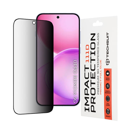 Privacy Techsuit skjermbeskyttelsesfilm for Oppo Reno16 / Reno16 Pro, Herdet glass, Full lim, 111D