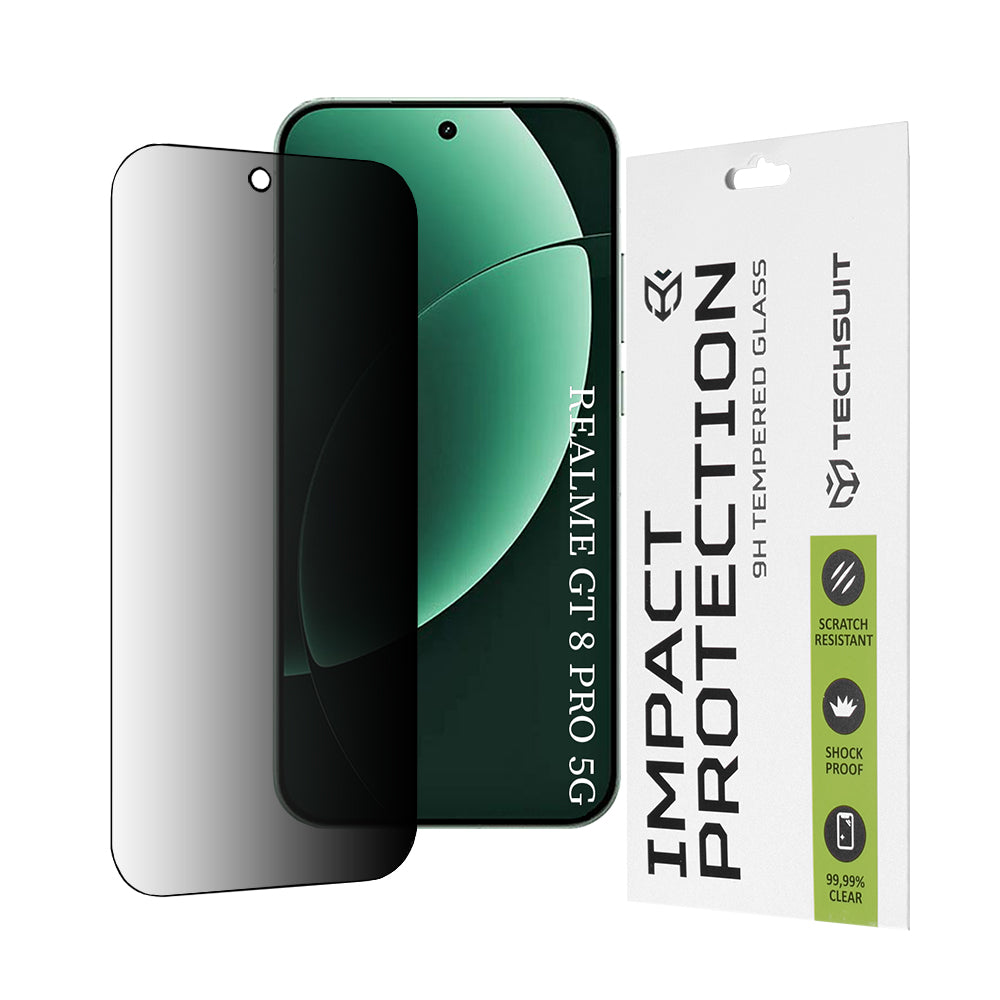 Skjermbeskyttelsesfolie Privacy Techsuit for Realme GT 8 Pro, Herdet glass, Full lim, 111D