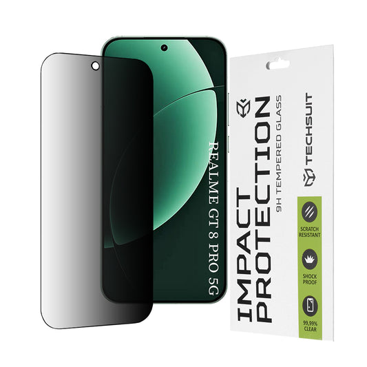 Skjermbeskyttelsesfolie Privacy Techsuit for Realme GT 8 Pro, Herdet glass, Full lim, 111D