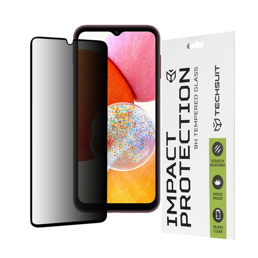 Privacy Techsuit skjermbeskyttelsesfilm for Samsung Galaxy A14 A145 / A14 5G A146, Herdet glass, Full lim, 111D
