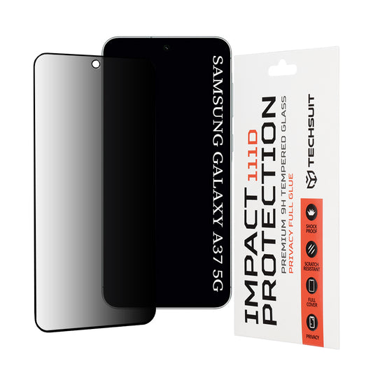 Beskyttelsesfolie Privacy Techsuit for Samsung Galaxy A37 5G, Herdet glass, Full lim, 111D