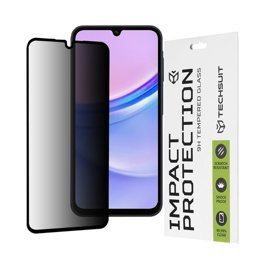 Privacy Techsuit skjermbeskyttelsesfilm for Samsung Galaxy M15 / A15 5G A156 / A15 A155, Herdet glass, Full lim, 111D