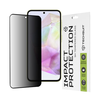 Privacy Techsuit skjermbeskyttelsesfilm for Samsung Galaxy M56 M566 / M35 / A55 5G A556 / A35 5G A356, Herdet glass, Full lim, 111D