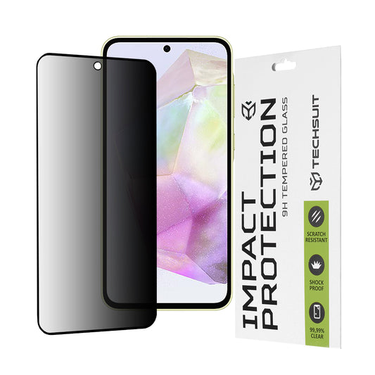 Privacy Techsuit skjermbeskyttelsesfilm for Samsung Galaxy M56 M566 / M35 / A55 5G A556 / A35 5G A356, Herdet glass, Full lim, 111D