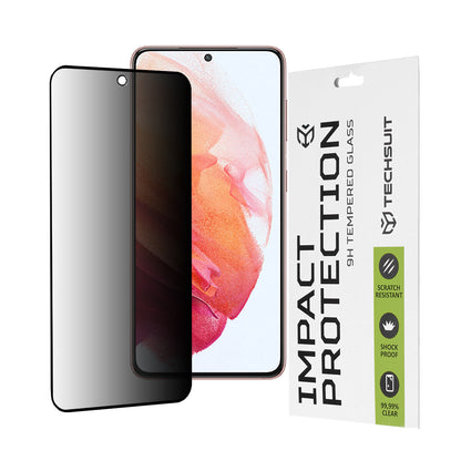 Privacy Techsuit skjermbeskyttelsesfilm for Samsung Galaxy S21 5G G991, Herdet glass, Full lim, 111D