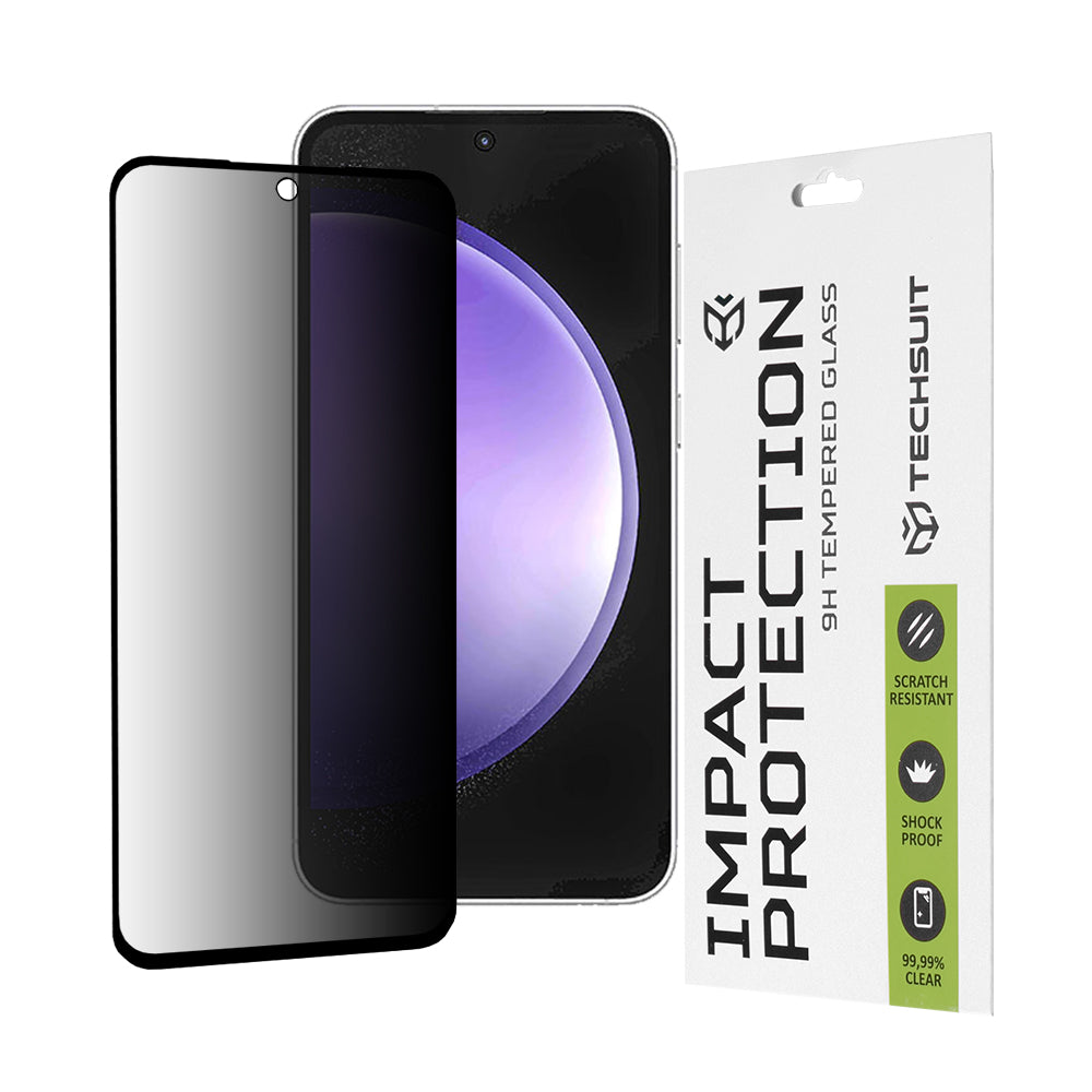Privacy Techsuit skjermbeskyttelsesfilm for Samsung Galaxy S23 FE S711, Herdet glass, Full lim, 111D