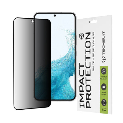 Privacy Techsuit skjermbeskyttelsesfilm for Samsung Galaxy S23 S911 / S22 5G S901, Herdet glass, Full lim, 111D