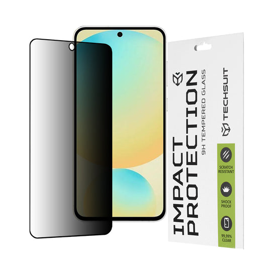 Privacy Techsuit skjermbeskyttelsesfilm for Samsung Galaxy S24 FE S721, Herdet glass, Full lim, 111D