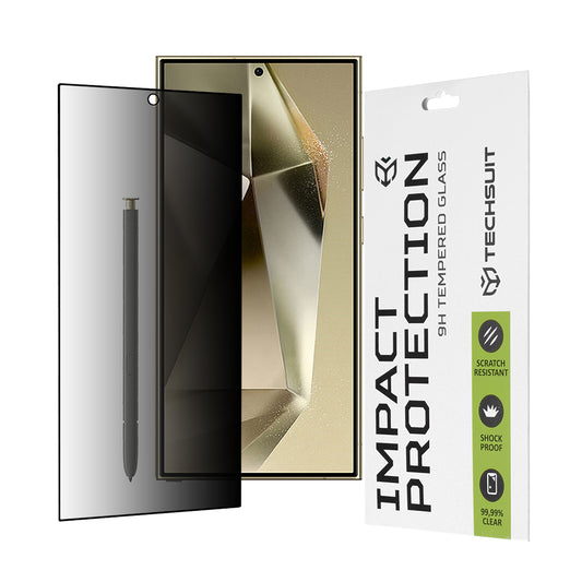 Privacy Techsuit skjermbeskyttelsesfilm for Samsung Galaxy S24 Ultra S928, Herdet glass, Full lim, 111D