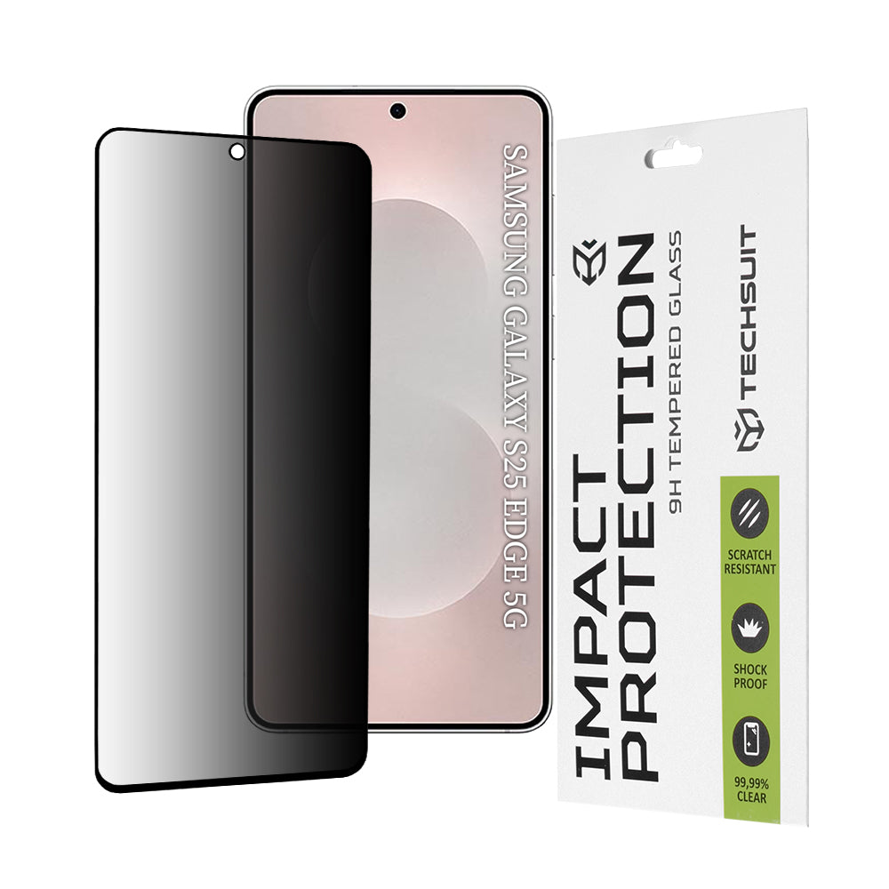 Privacy Techsuit skjermbeskyttelsesfilm for Samsung Galaxy S25 Edge S937, Herdet glass, Full lim, 111D