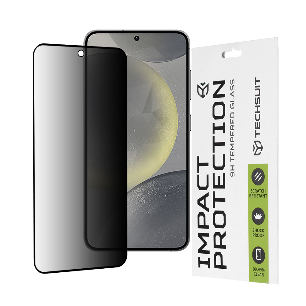 Privacy Techsuit skjermbeskyttelsesfilm for Samsung Galaxy S25 S931 / S24 S921, Herdet glass, Full lim, 111D