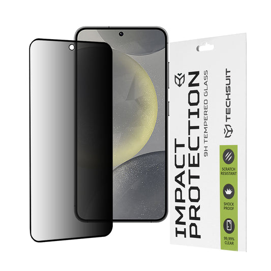 Privacy Techsuit skjermbeskyttelsesfilm for Samsung Galaxy S25 S931 / S24 S921, Herdet glass, Full lim, 111D