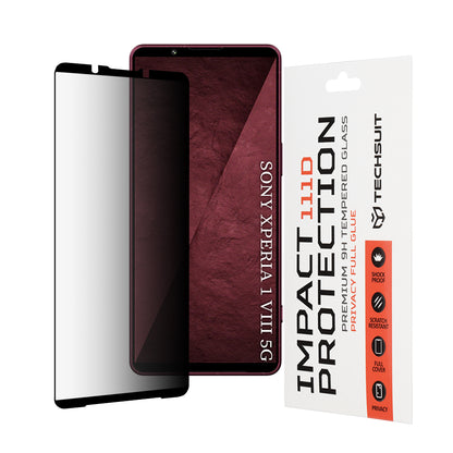 Privacy Techsuit skjermbeskyttelsesfilm for Sony Xperia 1 VIII, Herdet glass, Full lim, 111D