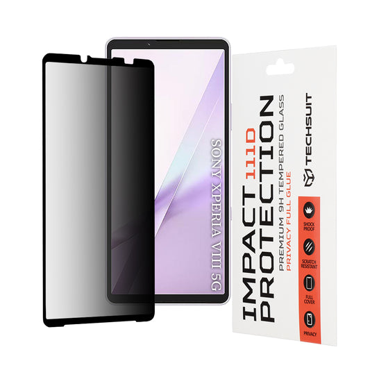 Privacy Techsuit skjermbeskyttelse for Sony Xperia 10 VIII, Herdet glass, Full lim, 111D