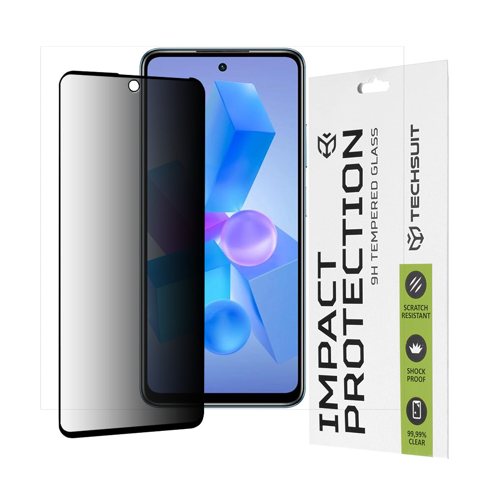 Privacy Techsuit skjermbeskyttelsesfilm for Tecno Spark 20 Pro / Pova 5 Pro / Hot 40 / Hot 40 Pro, Herdet glass, Full lim, 111D