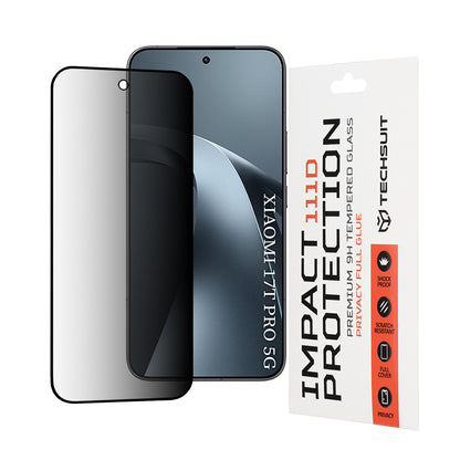 Privacy Techsuit skjermbeskyttelsesfilm for Xiaomi 17T Pro, Herdet glass, Full lim, 111D