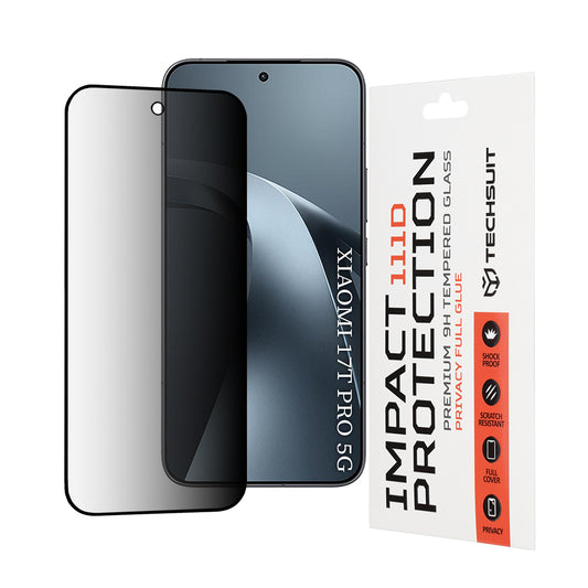 Privacy Techsuit skjermbeskyttelsesfilm for Xiaomi 17T Pro, Herdet glass, Full lim, 111D