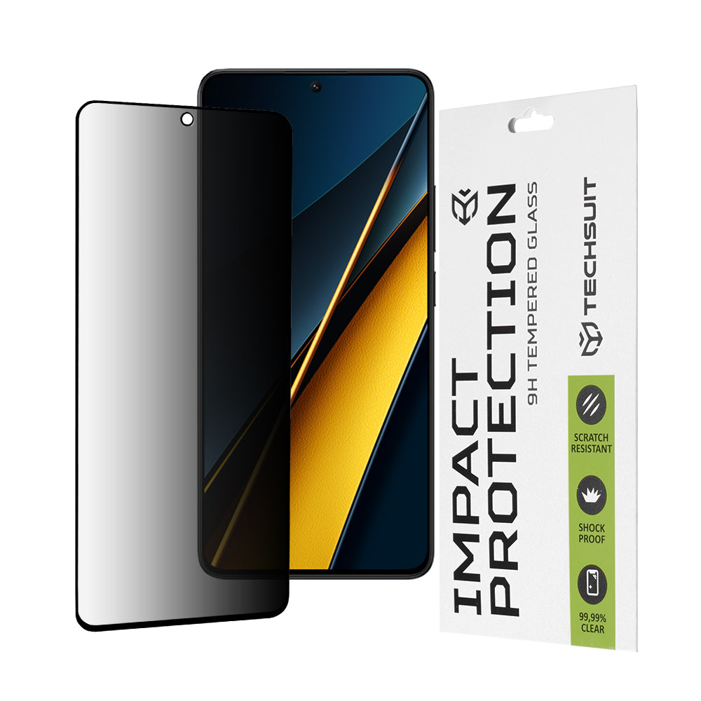 Privacy Techsuit skjermbeskyttelsesfilm for Xiaomi Poco X6 Pro, Herdet glass, Full lim, 111D