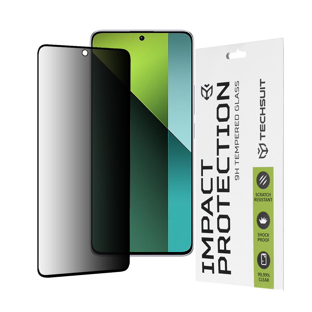 Privacy Techsuit skjermbeskyttelsesfilm for Xiaomi Poco X6 / Redmi Note 13 Pro 5G, Herdet glass, Full lim, 111D