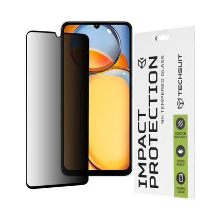Privacy Techsuit skjermbeskyttelsesfilm for Xiaomi Redmi 13C 5G / 13C / Poco C65, Herdet glass, Full lim, 111D