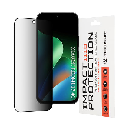 Privacy Techsuit skjermbeskyttelse for Xiaomi Redmi 17 5G / 17 4G, Herdet glass, Full lim, 111D