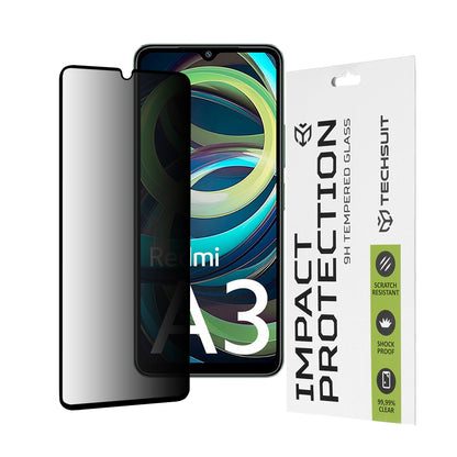 Privacy Techsuit skjermbeskyttelsesfilm for Xiaomi Redmi A3x / A3, Herdet glass, Full lim, 111D