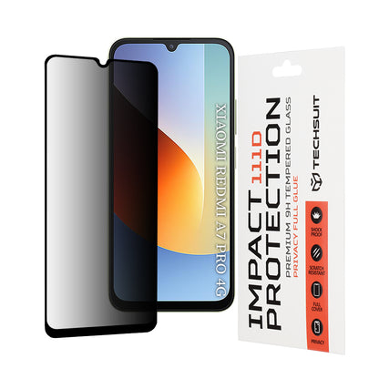 Privacy Techsuit skjermbeskyttelsesfilm for Xiaomi Redmi A7 Pro 4G, Herdet glass, Full lim, 111D