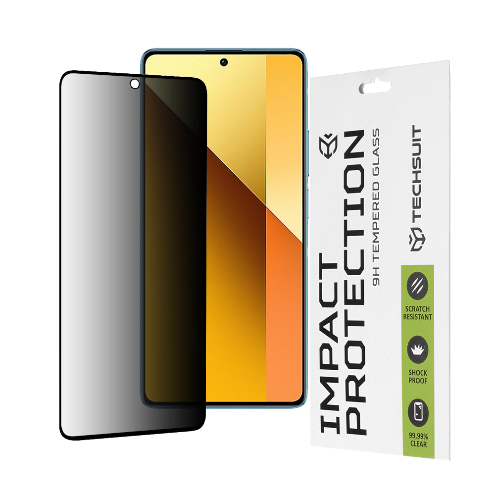Privacy Techsuit skjermbeskyttelsesfilm for Xiaomi Redmi Note 13 5G, Herdet glass, Full lim, 111D