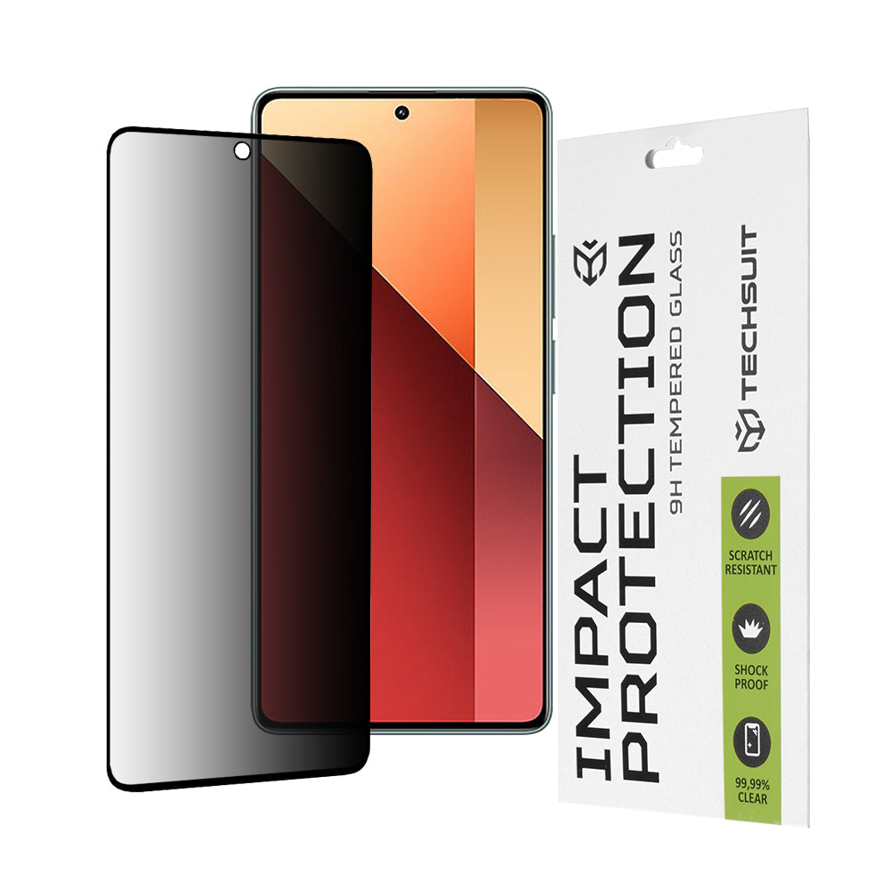 Privacy Techsuit skjermbeskyttelsesfilm for Xiaomi Redmi Note 13 Pro 4G / Poco M6 Pro 4G, Herdet glass, Full lim, 111D