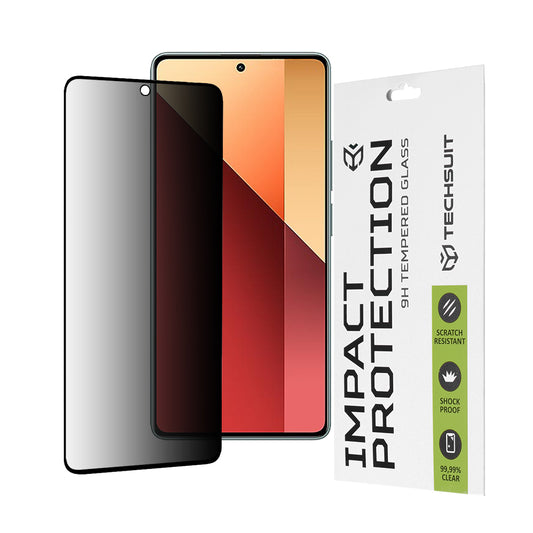 Privacy Techsuit skjermbeskyttelsesfilm for Xiaomi Redmi Note 13 Pro 4G / Poco M6 Pro 4G, Herdet glass, Full lim, 111D