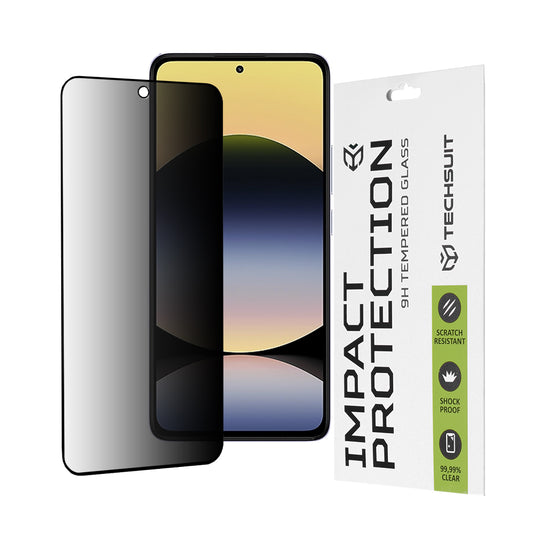Privacy Techsuit skjermbeskyttelsesfilm for Xiaomi Redmi Note 14 4G (Standard), Herdet glass, Full lim, 111D