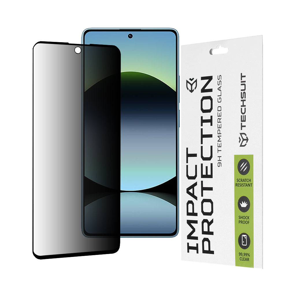 Privacy Techsuit skjermbeskyttelse for Xiaomi Redmi Note 14S, Herdet glass, Full lim, 111D