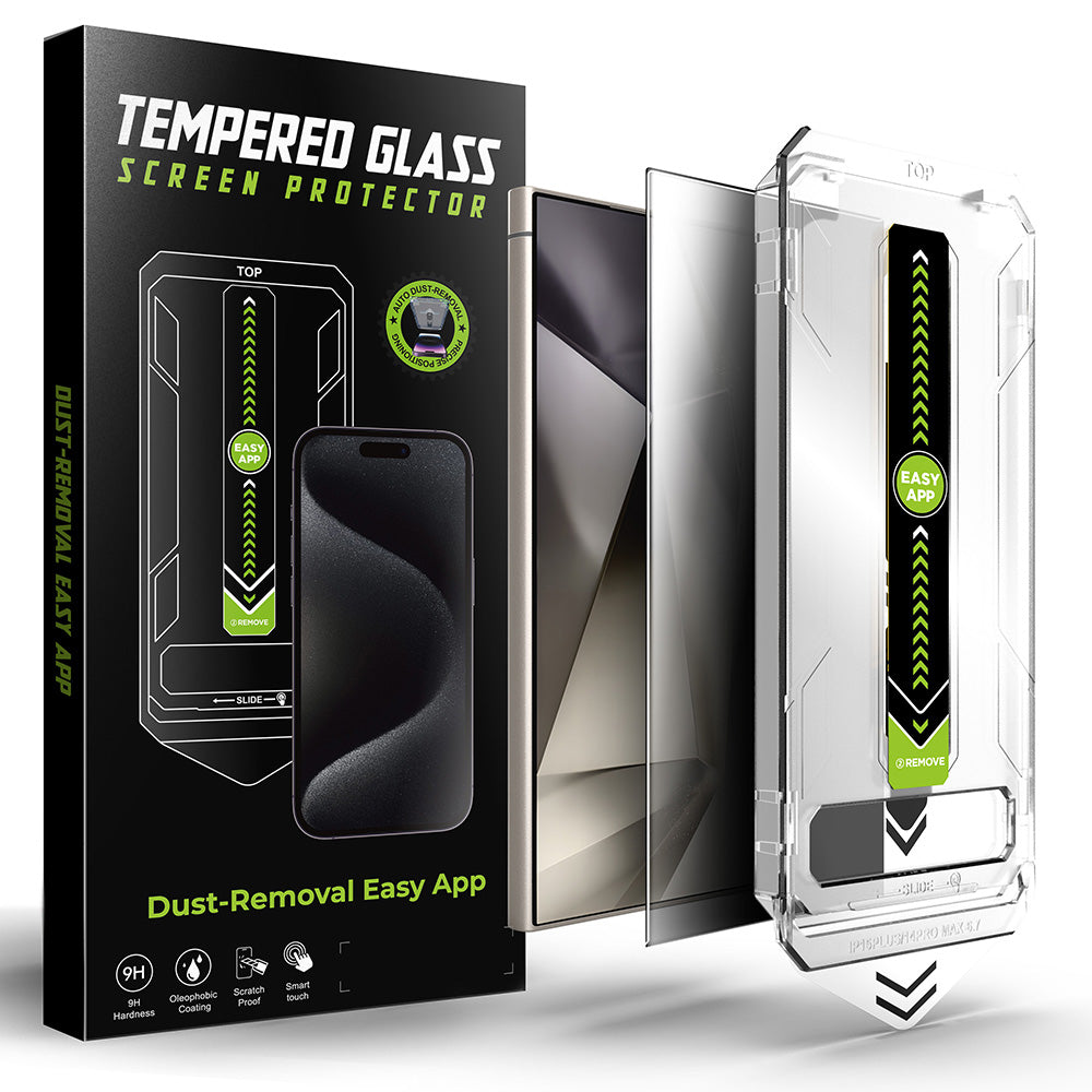 Personvernsbeskyttende skjermbeskytter Techsuit TitanGlass CrystalHD for Samsung Galaxy S24 Ultra S928, Herdet glass, Full lim
